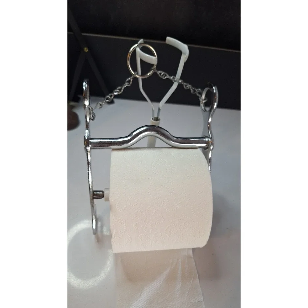 Chrome-Plated Metal Toilet PaperHolder with Horse Bit Design